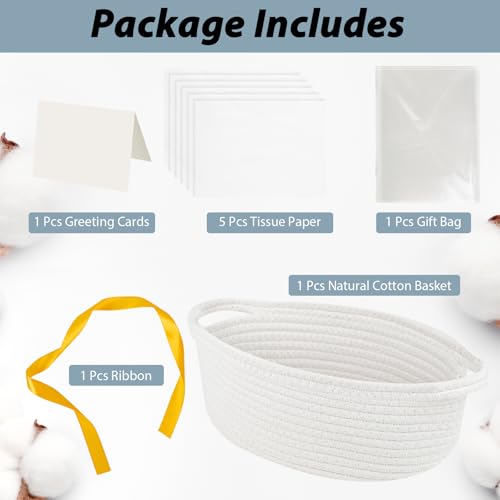 Image of woric Small Gift Basket Empty 12 inchX 8 inch X 5 inch Cotton Woven Basket for Gifts