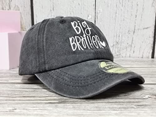 Funny Big Brother Hat, Gifts For Big Bro, Washed Black Adjustable Embroidered Baseball Cap For Toddler Kids Child Boy #TOP2