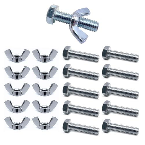 TOP-VIGOR 10Pcs Wing Nut & Bolt, M8*30mm Butterfly Wing Screws, Zinc Plated Threaded Design Screw Bolts, WingNuts & Hexagonal Bolts for DIY Projects, Industry Mechanical Work, Secure Fastening
