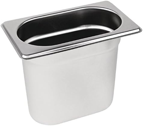 Vogue 12920 Stainless Steel 1/9 Gastronorm Pan 0.6Ltr/65mm Deep Food Container, Silver