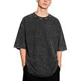 MILAKOO Hommes T Shirt en Coton Noir Oversized Vintage Goth Punk Manches...