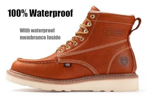 SUREWAY 6in Waterproof Wedge Moc Toe Work Boots for Men - Soft Toe,Premium Full-Grain Leather,Comfort Insole,Oil/Slip Resistant,Real Goodyear,EH Rated Industrial Construction Boots/Shoes2