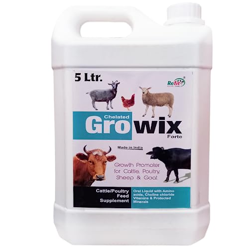 REFIT ANIMAL CARE Growth Booster Supplement for Goat, Pig, Cow, Cattle & Poultry, 5 LTR, Growix Forte