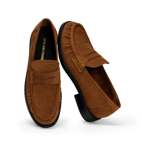 DREAM PAIRS Penny Loafers for Women Business Work Shoes 6.5 Brown