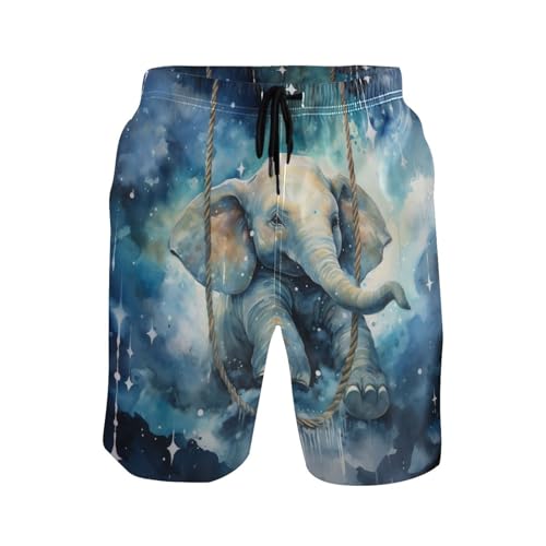 Elefante Azul Espacial Hombre Bañadores De Surf Impermeable Pantalones Cortos Forro De Malla Bañadores De Playa Secado Rápido Cortos De Baño M