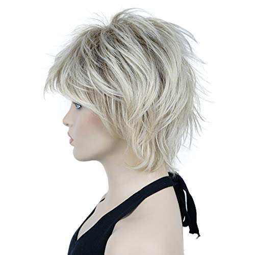 Lydell Short Layered Shaggy Wavy Full Synthetic Wigs (R12-26 Blonde Mix) - Thumbnail 5