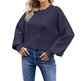 Caractéristiques : Pull court pour femme, col ras du cou, fente latérale et manches chauve-souris. Ce pull en maille est idéal pour un usage quotidien décontracté, à l'école, au bureau, au travail, pour faire du shopping, en vacances, en voyage, en sortie, etc.