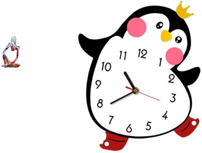 Baoblaze Abstract Penguin Resin Sculpture Figurine Ornament for Bedroom Office Shop Bookshelf Wooden Wall Clock Decorative Collectible Multifunctional Drawer L