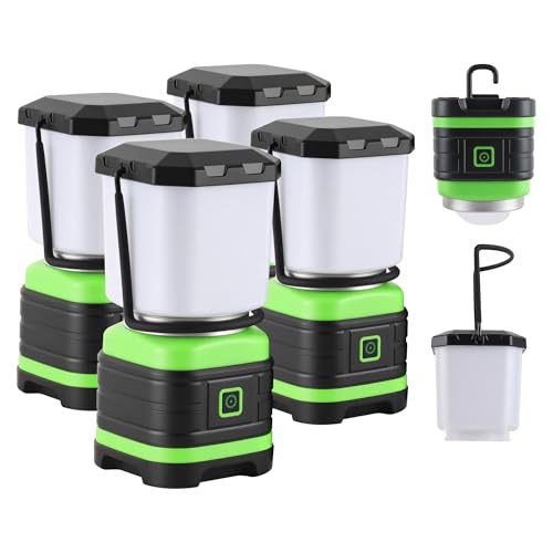 Lichamp LED Camping Lantern, Battery Powered LED Lights Camping Essentials, Portable Lanterns Flishlights for Emergency, Hurricanes, Outdoor Hiking, Power Outages, Survival Gear and Home Use, 4 Pack