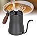 Hervidor de café para verter, hervidor de café con cuello de cisne de 550 ml, cafetera eléctrica con filtro de termómetro para café por goteo, prensa francesa y té(Negro)