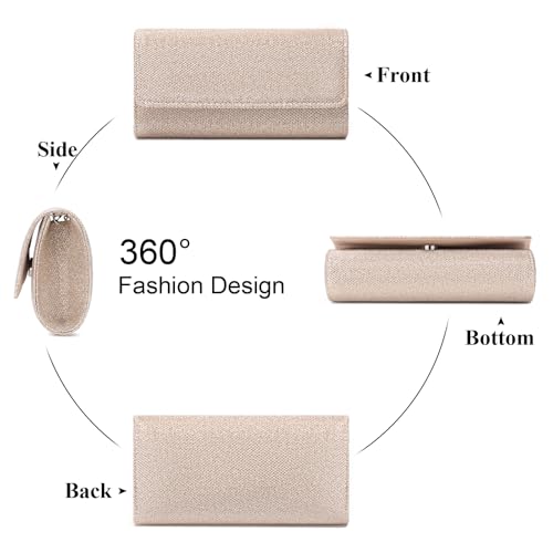 Image of RNIEGA Clutch Purses for Women, Evening Bag with Detachable Chain Ladies Sparkling Party Handbag Wedding Bags