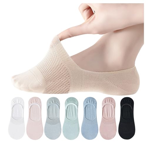 JEKUGOT 7 Pairs No Show Trainer Socks for Womens, Breatheble Invisible Ultra Low Cut Liner Socks. Non Slip Cotton Boat Socks Boat Shoes with Silicone Strips for Sneaker Loafers