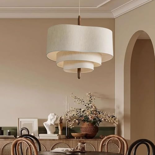 BAICXT Romantic French E26 3 Tier Fabric Hanging Lamp White Simple Pendant Light Living Room Hallway Bedroom Chandelier Clothing Store B&B Villa Mall Dining Room Kitchen Island Lighting Fixture