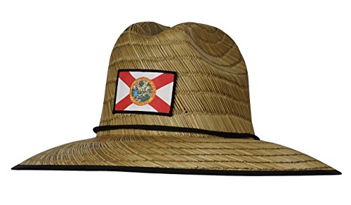 Hook & Tackle Men's Florida Lifeguard Fishing Stretch Fit Straw Hat Natural Medium/Large
