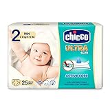 Pañales ultra absorbentes Chicco Chicco Ultra Soft - Pack 25 pañales ultra absorbentes, Talla 2, 3-6 kg (Mini) 25 ud - Pañales Maxi 3-6 kg 50 ud