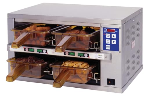 Prince Castle Dual-Side 2-Shelf/4-Pan Dedicated Heated Holding Bin with 4 x 1/3 Sized Pans & Covers - Industrial Holding Bin for Commercial Kitchens, Restaurants and More