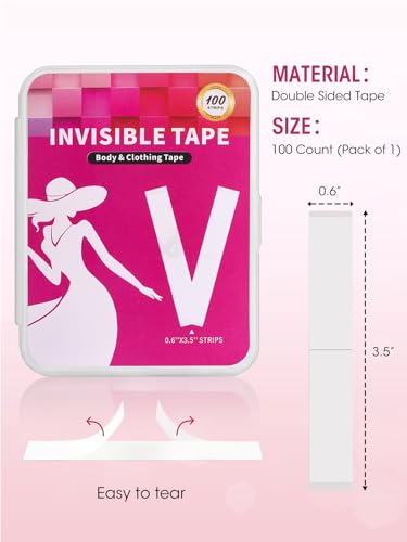 Image of 100 Strips Double Sided Fashion Tape, Invisible Skin Friendly