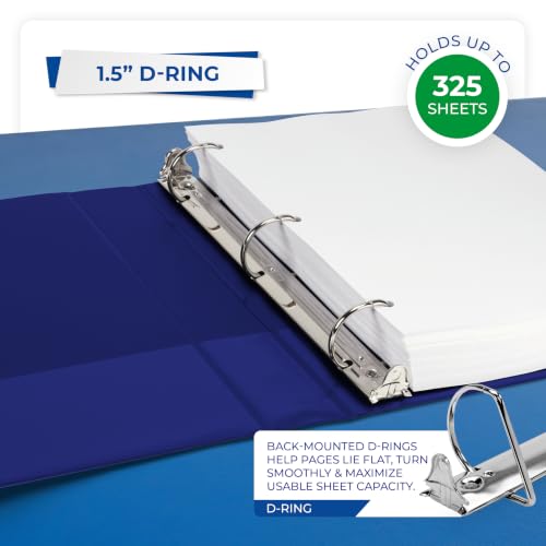 Image of Samsill Durable 1.5 inch 3 Ring Binder, D Ring Binder, 100% Recycled Chipboard, Blue, 12 Pack
