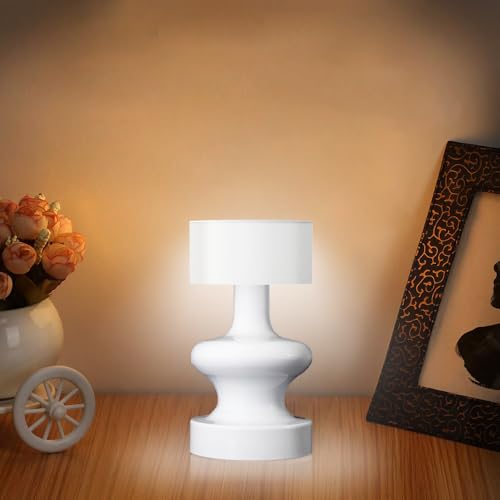 Doooitlight Lampada da scrivania ricaricabile a LED senza fili, con controllo touch, adatta per comodini, campeggio, bar all'aperto, hotel e ristoranti (bianco, sigle S)