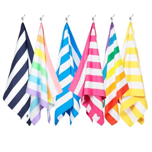 Dock & Bay Beach Towel - Quick Dry, Sand Free - Compact, Lightweight - 100% Recycled - Includes Bag -Cabana - Set J (6), Extra Large (200x90cm, 78x35)