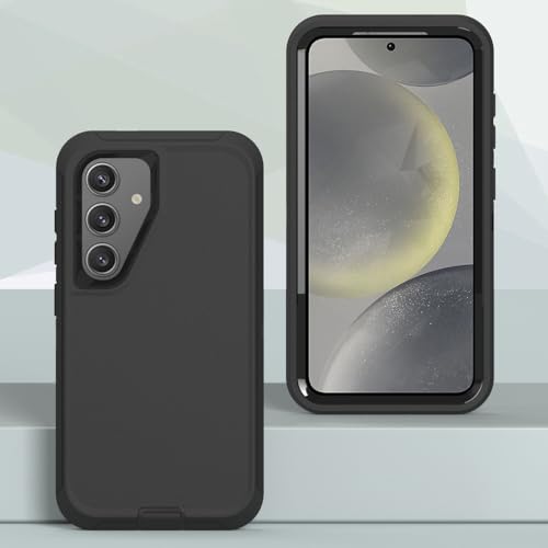 Image of Case for Galaxy S24 FE, Heavy-Duty Tough Rugged Shockproof Drop Protective Cover Cases for Samsung Galaxy S24 FE, Black