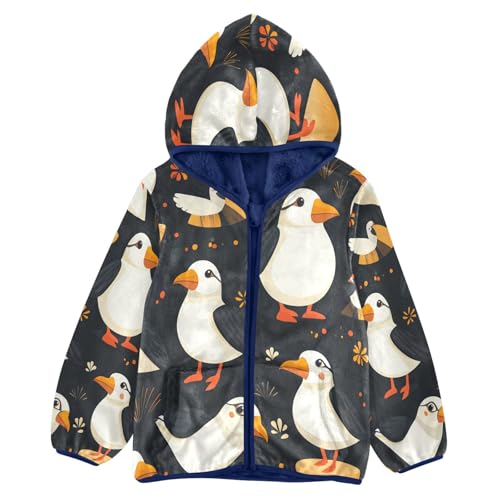 Birds on Black Background Toddler Fleece Jacket Girl Boys Hooded Fleece Jacket Coat Warm Outwear Zip-up 3-10T