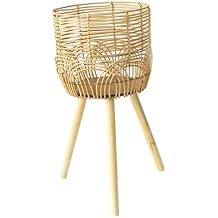 Plant Basket with Legs Basket Planter Decorative Creative Ornaments Flower Pot Wooden Standing Legs for Dining Room Farmhouse, L