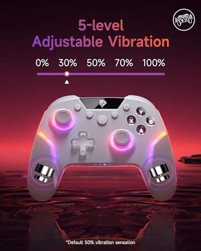EasySMX X20 Wireless Controller PC mit RGB, Bluetooth Controller mit 2 in 1 Trigger & abnehmbare Hall Joystick & Mechanische Tasten, 6 Achsen Gyro, Kompatibel mit PC/Switch/Handy-Weiß