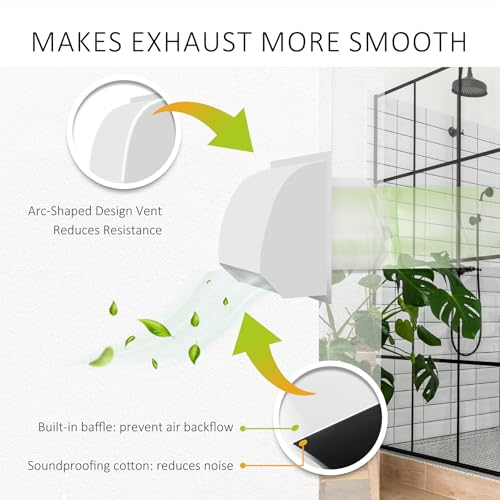 8 Inch Hooded Wall Vent with Screen& Damper,Arc-Shaped Wall Exhaust Vent Cover Cap Suit for Residential Housing,Kitchen Rangeand Outside Air Exhaust,White by Sidasu - Image 5