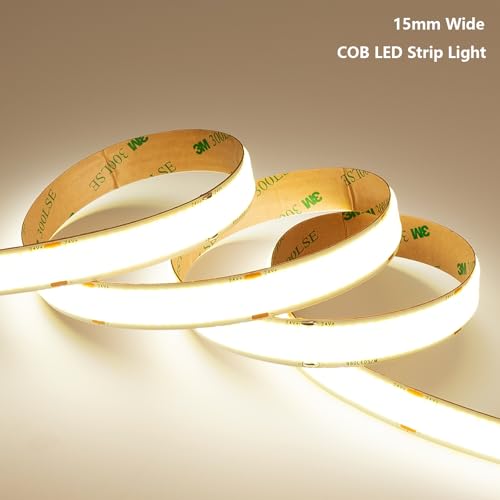 Image of BENLUN 24V 15mm Wide 250W Super Bright COB LED Strip Lights 32.8ft Kit | 4000K Natural White 2 Rolls of 16.4ft LED Tape Light 27500lm CRI 92 with Power Supply for Indoor Decorative Lighting