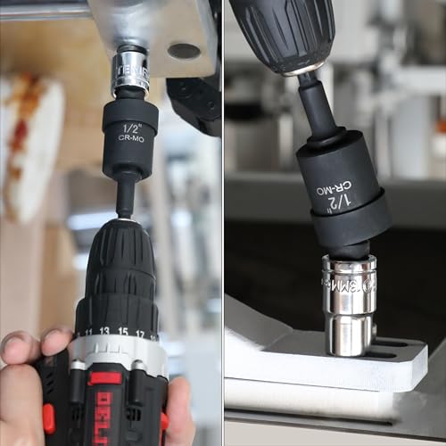 Image of Bates Impact Universal Joint Set, 6 pcs, 1 /2 inch 1 /4 inch 3 /8 inch Socket Adapter Set, Swivel Socket Set