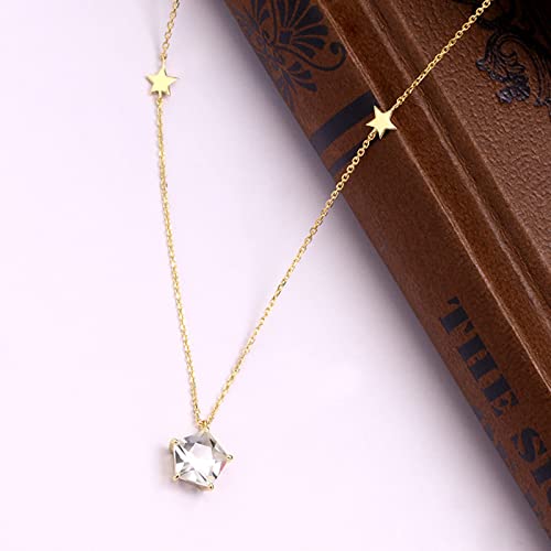 Collier en or véritable pour femme résistant à l'eau topaze blanche