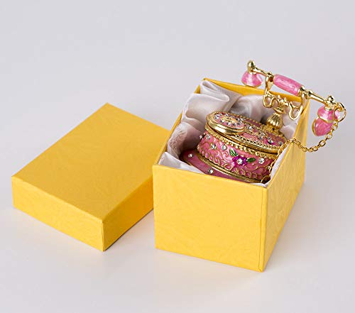 Sevenbees Hand Painted Enameled Decorative Telephone Hinged Jewelry Trinket Box Gifts #TOP5