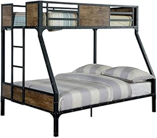 Furniture of America Baron Metal Twin Over Full Bunk Bed in Black