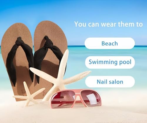 KuaiLu Flip Flops for Women Arch Support Summer Pool Sandals Black Size 6.5 — view 7