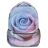 Mochila escolar con estampado de rosas azules pastel, diseño de fantasía, 3D, degradado, surrealismo, casual, bolsa de viaje, 40,64 cm, Estampado 2, 44