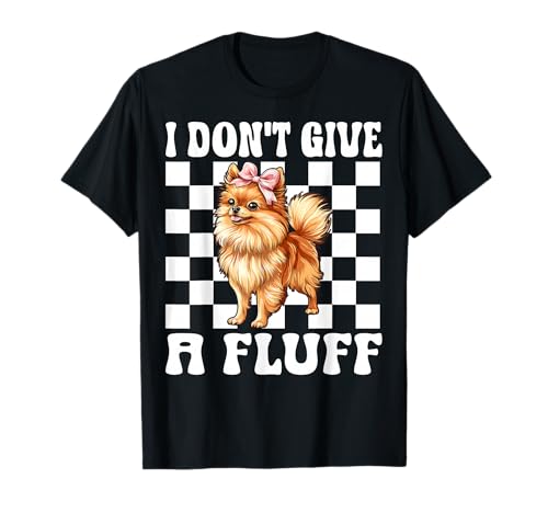 Pomeranian Dog Girl Coquette Bow Pink I Don't Give A Fluff T-Shirt