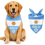 Bandana Perro Personalizado para Mundial de 2026, Pañuelo Deportivo Estilo Fútbol con Nombre Personalizable, Bandanas para Perros con Bandera de Argentina para Mascotas Medianas y Grandes
