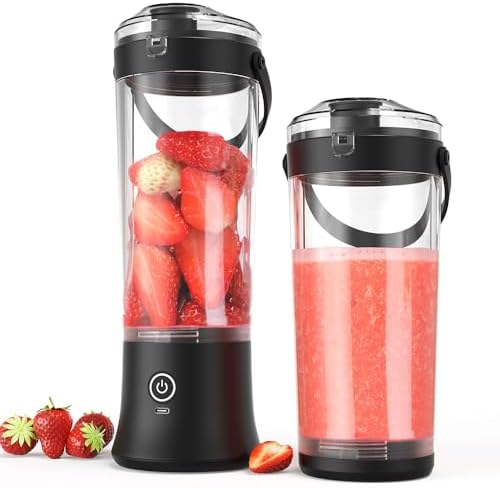 TOPESCT Portable Blender for Shakes and Smoothies, USB-C Rechargeable Mini Blender with 6 Blades, 500 ml Wireless Personal Juicer for Travel, Gym and Office (Black) image 2