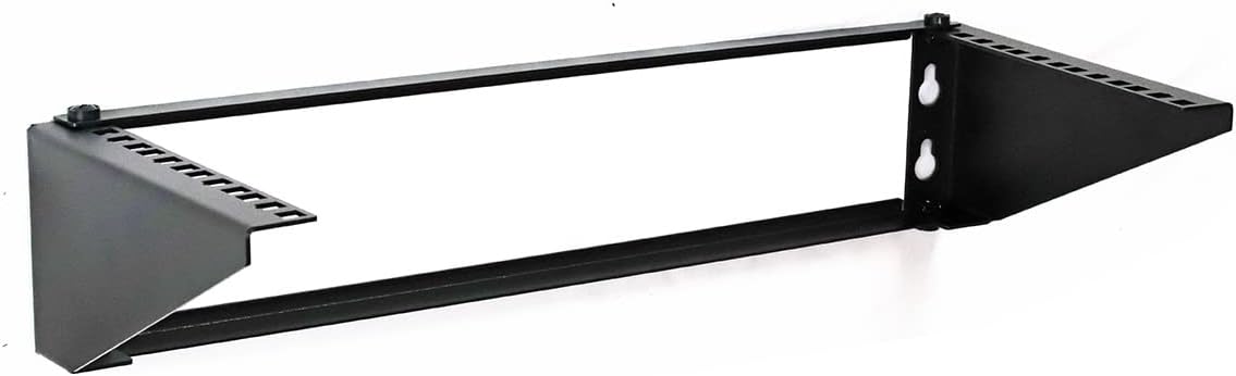 AEONS 4U Wall Mount Reinforced Bracket Network Rack Low Profile Vertical & Horizontal Mounting 19" Patch Panel Bracket for Shallow Server Switch IT Studio Equipment, Vented Top Shelf, Black