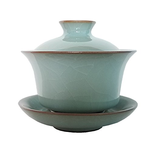 Handmade Celadon Gaiwan with Crackle Glaze