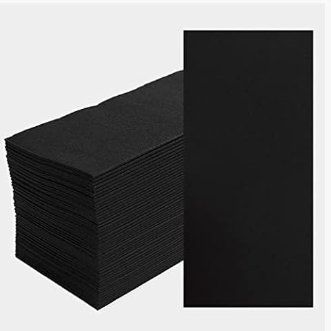 JEBBLAS Disposable Cloth Like Napkins, Linen Feel Guest Hand Towel for Bathroom, Disposable Guest Towels,Soft, Durable, Absorbent Paper Hand Towel for Kitchen, Parties, Restaurant (Black, 100 Pack) Cover
