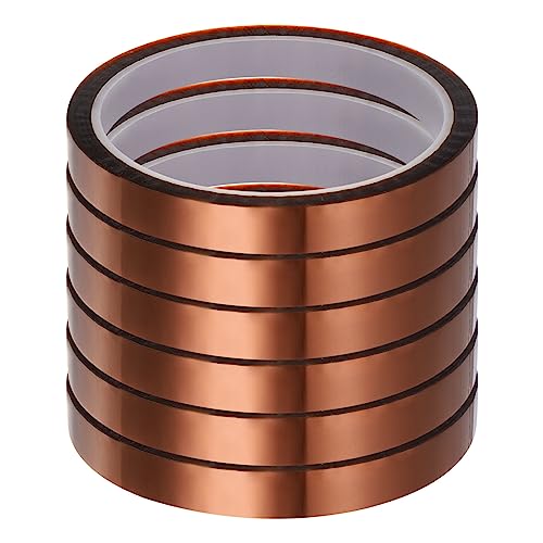 Image of HARFINGTON 6 Rolls Heat Tape High Temperature Heat Resistant Tape 10mmx33m(108ft) Sublimation Thermal Heat Transfer Tape for Sublimation Press No Residue, Yellow