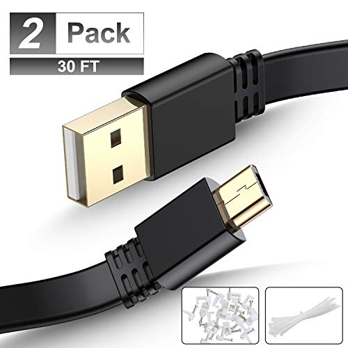 Elebase Micro USB Power Cable 30 Feet (2 Pack),Flat Micro USB Charging Cord,Charger