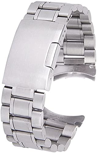 LvSenLin 20 Mm Plateado Fuerte Suma De Reloj De Reloj De Reloj De Acero Inoxidable Banda De Reloj Banda Correa De Correa Curvada con Pernos De Reloj Barras De Primavera para Hombres