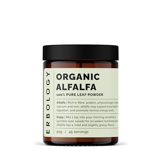 Erbology Organic Alfalfa Powder 3.2 oz - 45 Servings - Supports Bone and Gut Health - Rich in Vitamin A, Calcium and Iron - Sustainably Sourced Straight from Farm - Small Batch - Vegan - GMO-Free