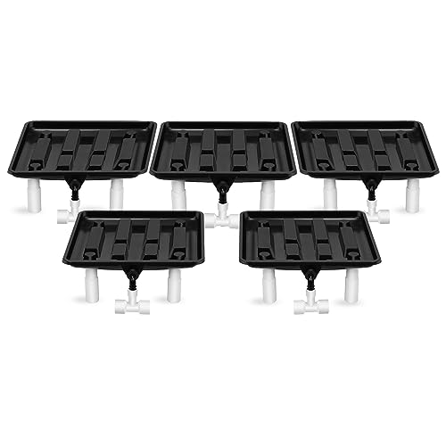 Hygrohub Ez-Pz Runoff Trays 15.5in Garden Flood and Drain Plant Base with PVC Legs and Drain Fitting, Elevated Plant Saucers for Use in Indoor Grow Tents, Greenhouses, and Outdoor Gardens - Best Flood and Drain Systems
