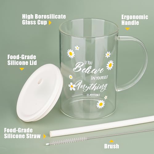 Tasse en verre avec couvercle NiHome pour boire plus d'eau - 3