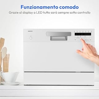 MEDION Mini lavastoviglie (capacità 6 coperti, 6 programmi di lavaggio, programma ECO, display a LED, 47 dB, MD 37496)