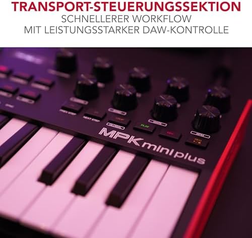 Bild 5 - Akai Professional MPK Mini Plus - 37-Tasten USB MIDI Keyboard Controller mit 8 MPC Pads, Sequencer, MIDI/CV/Gate I/O, Musikproduktionssoftware und Native Instruments Sound Package